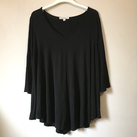 Green Envelope USA Made Witchy Black Reverse Handkerchief Hem A-Line Shirt - Picture 1 of 16